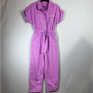 Universal Thread Womens Pink Short Sleeve Drawstring Button-Front Boilersuit 4